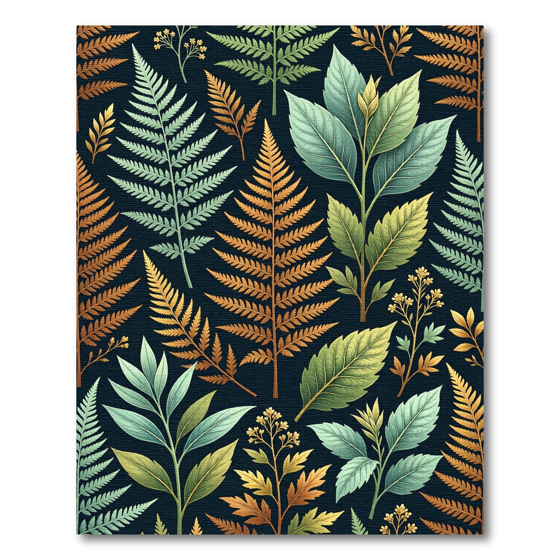 Botanical Fern Forest Earthy Tone Texture Rug