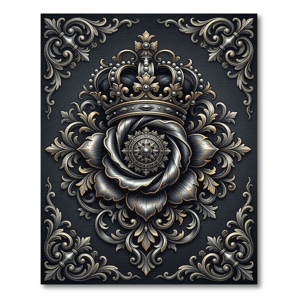 Regal Graphite Silver Crown Medallion Rug