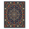 Rich Blue Floral Medallion Art Deco Rug