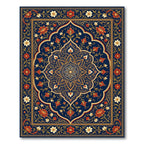 Rich Blue Floral Medallion Art Deco Rug