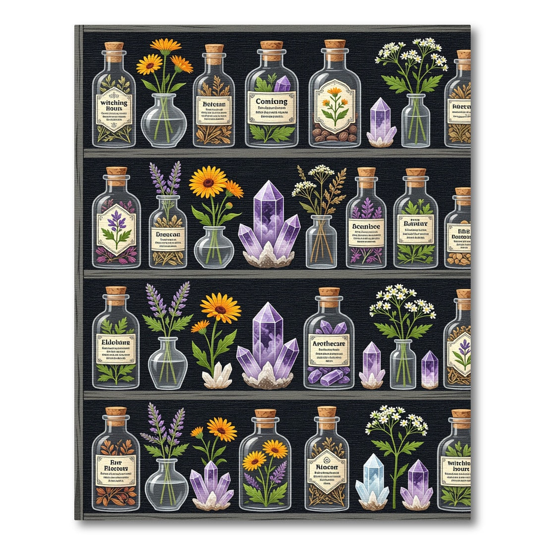 Mystical Apothecary Herb and Crystal Shelf Rug