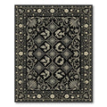 Black Golden Fish Floral Scrollwork Rug