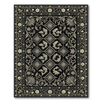Black Golden Fish Floral Scrollwork Rug