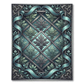 Teal Ascending Leaf Diamond Lattice Rug