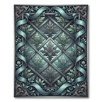 Teal Ascending Leaf Diamond Lattice Rug