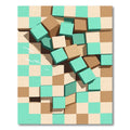 Abstract Geometric Aqua and Tan Blocks Rug