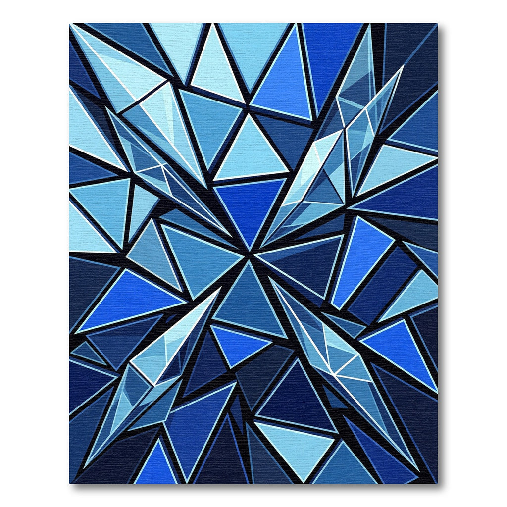Modern Deep Blue Geometric Crystal Rug