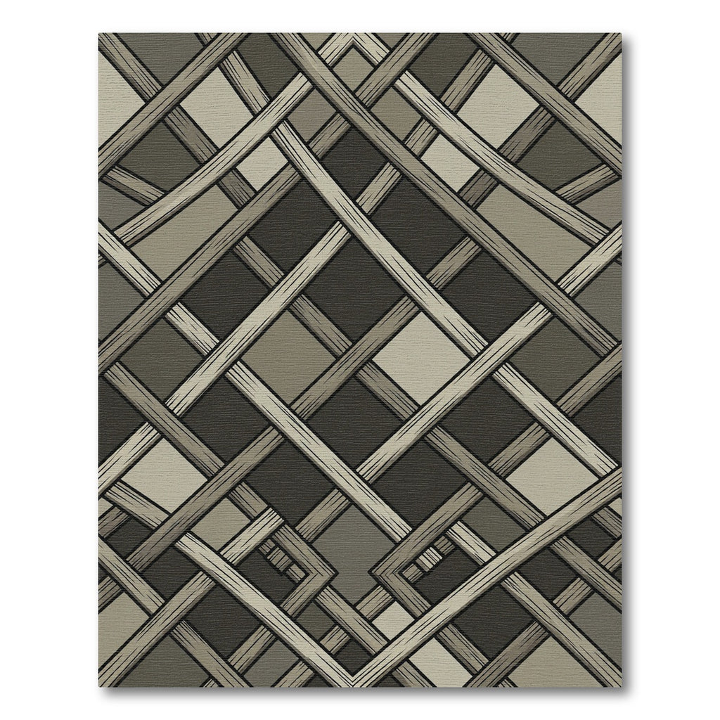 Sophisticated Neutral Grey Geometric Lattice Rug