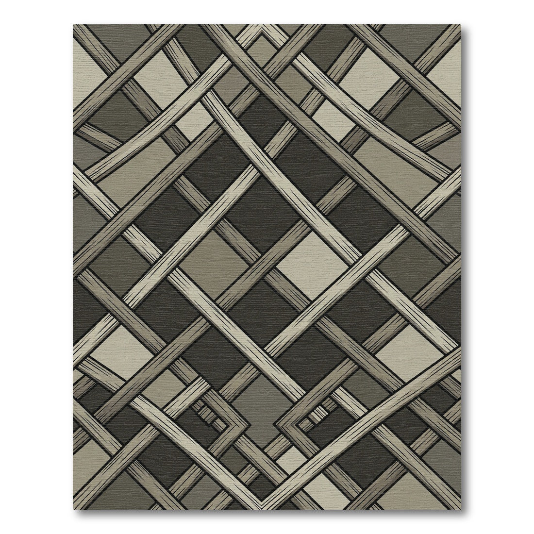 Sophisticated Neutral Grey Geometric Lattice Rug