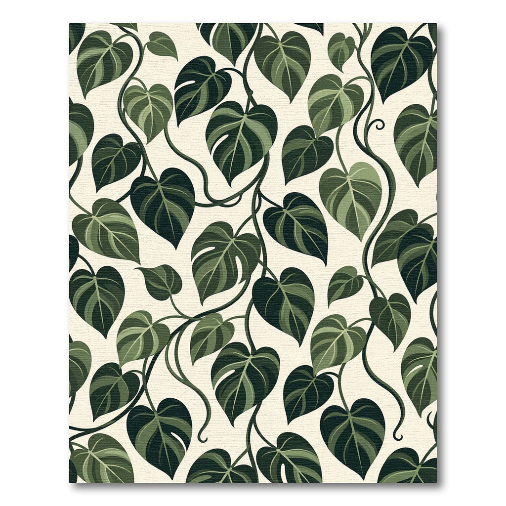 Lush Green Tropical Philodendron Foliage Rug