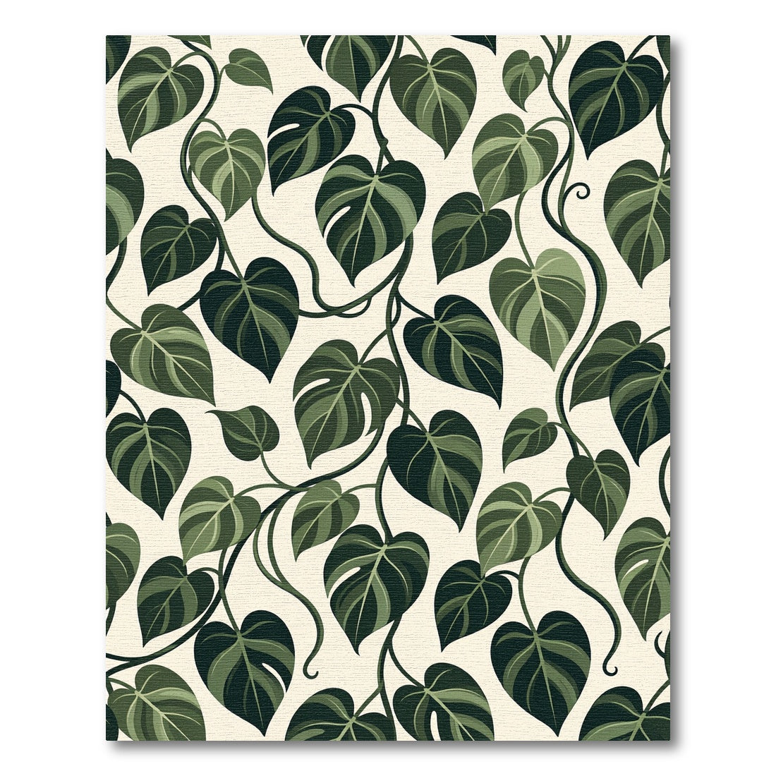 Lush Green Tropical Philodendron Foliage Rug