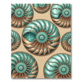 Teal and Gold Spiral Shell Medallion Rug