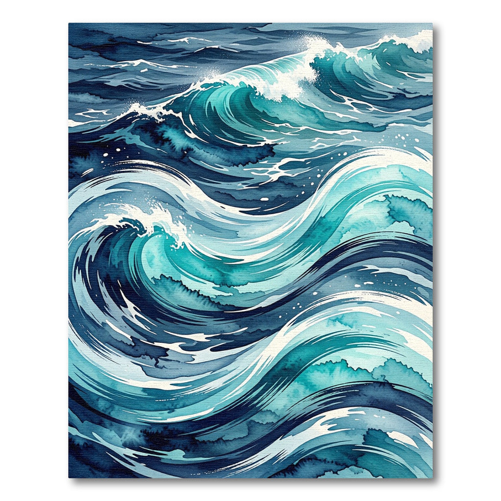 Dynamic Teal Ocean Wave Abstract Rug