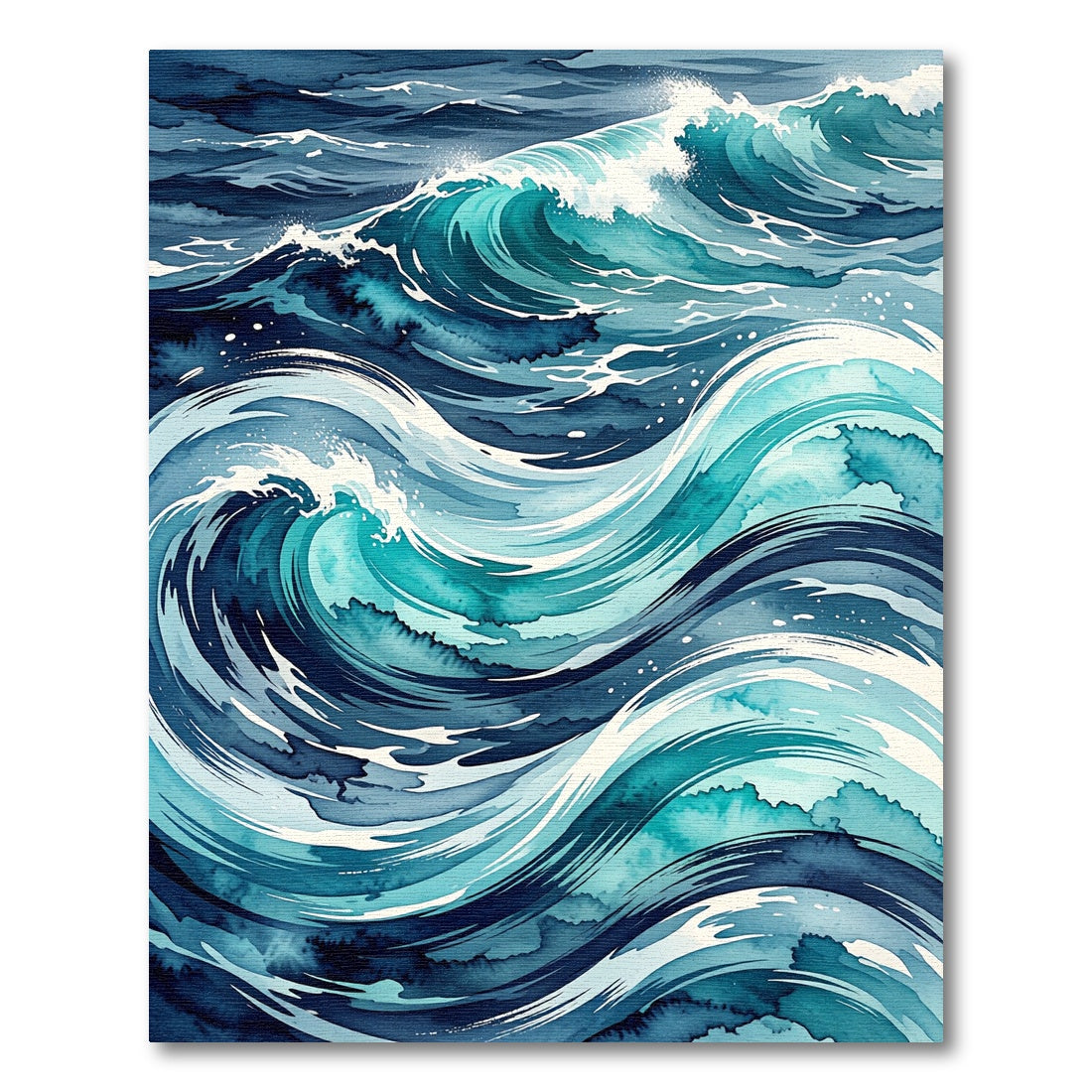 Dynamic Teal Ocean Wave Abstract Rug