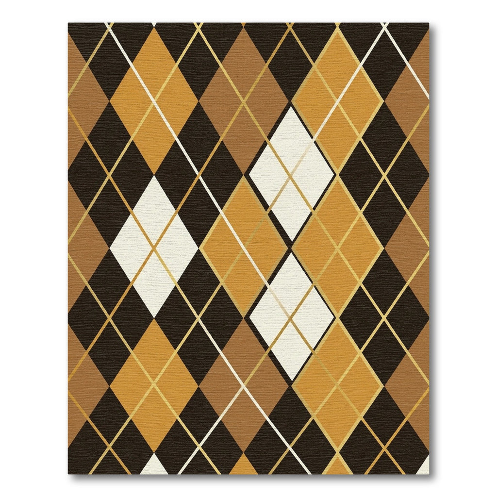 Classic Brown and Gold Argyle Grid Rug