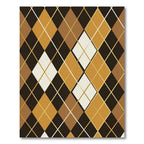 Classic Brown and Gold Argyle Grid Rug