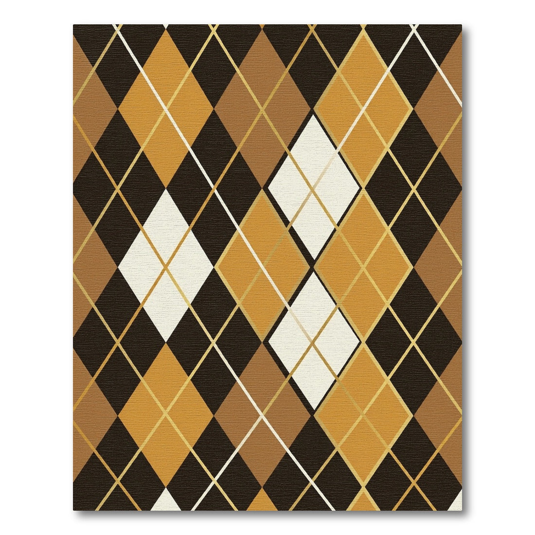 Classic Brown and Gold Argyle Grid Rug