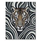 Intense Tiger Grayscale Swirl Portrait Rug
