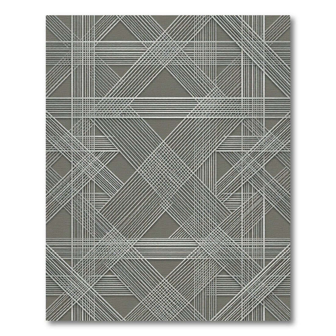 Modern Silver Geometric Intersecting Lines Rug
