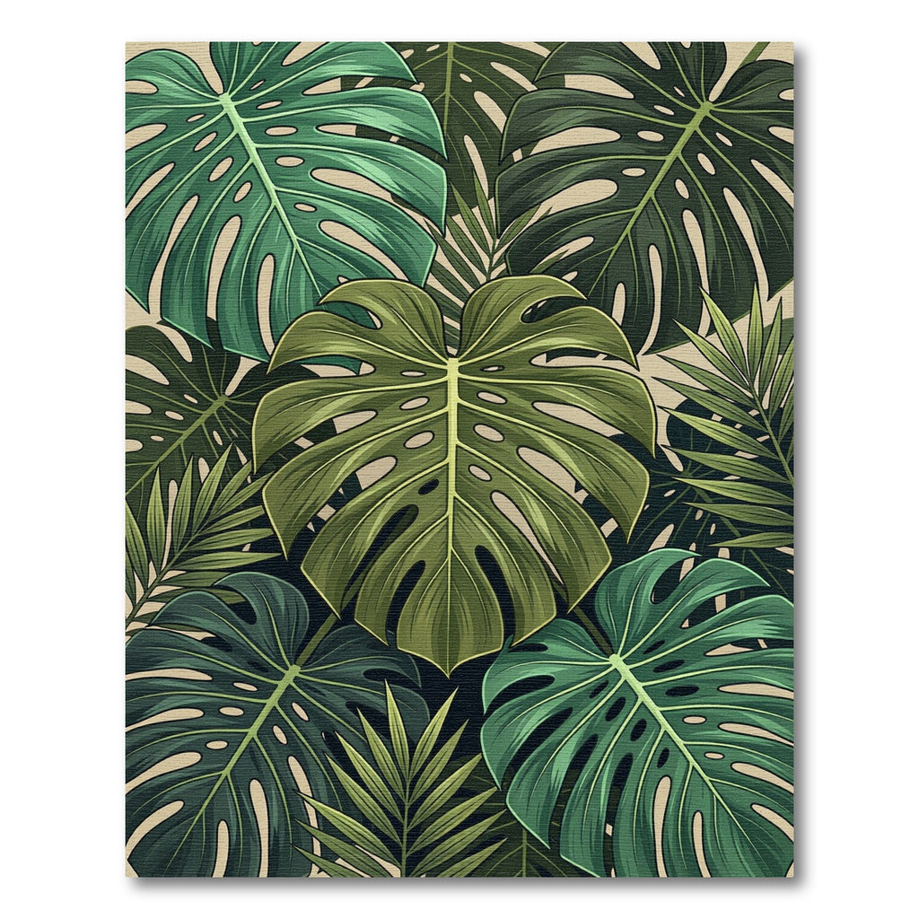 Lush Green Organic Tropical Foliage Rug