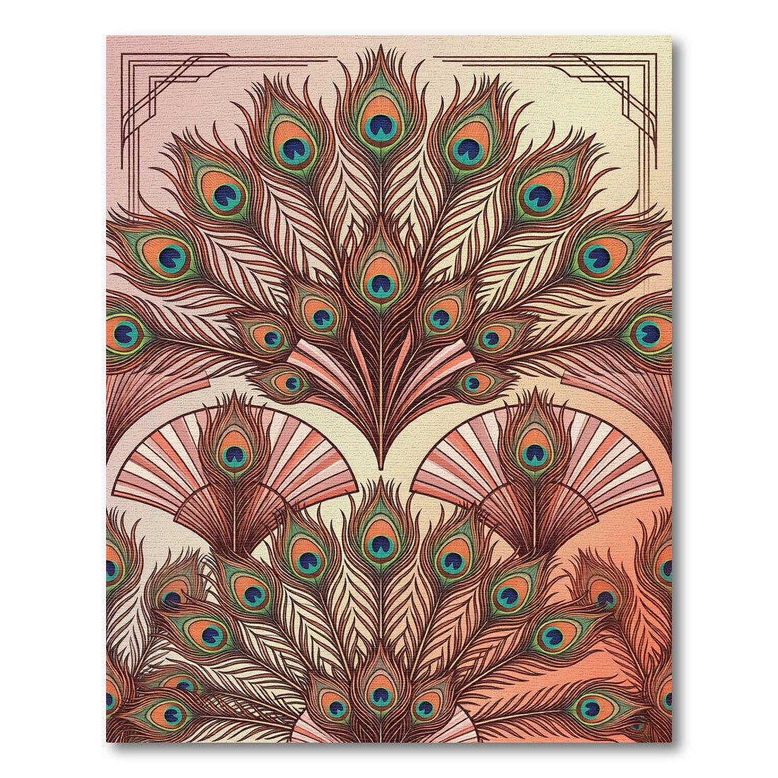 Vibrant Peacock Feather Fan Arrangement Rug