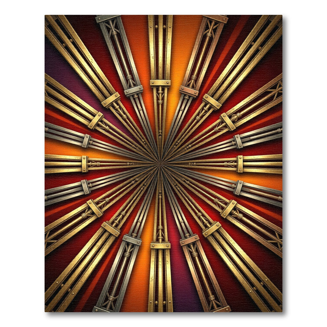 Radiant Sunburst Metallic Fan Rug