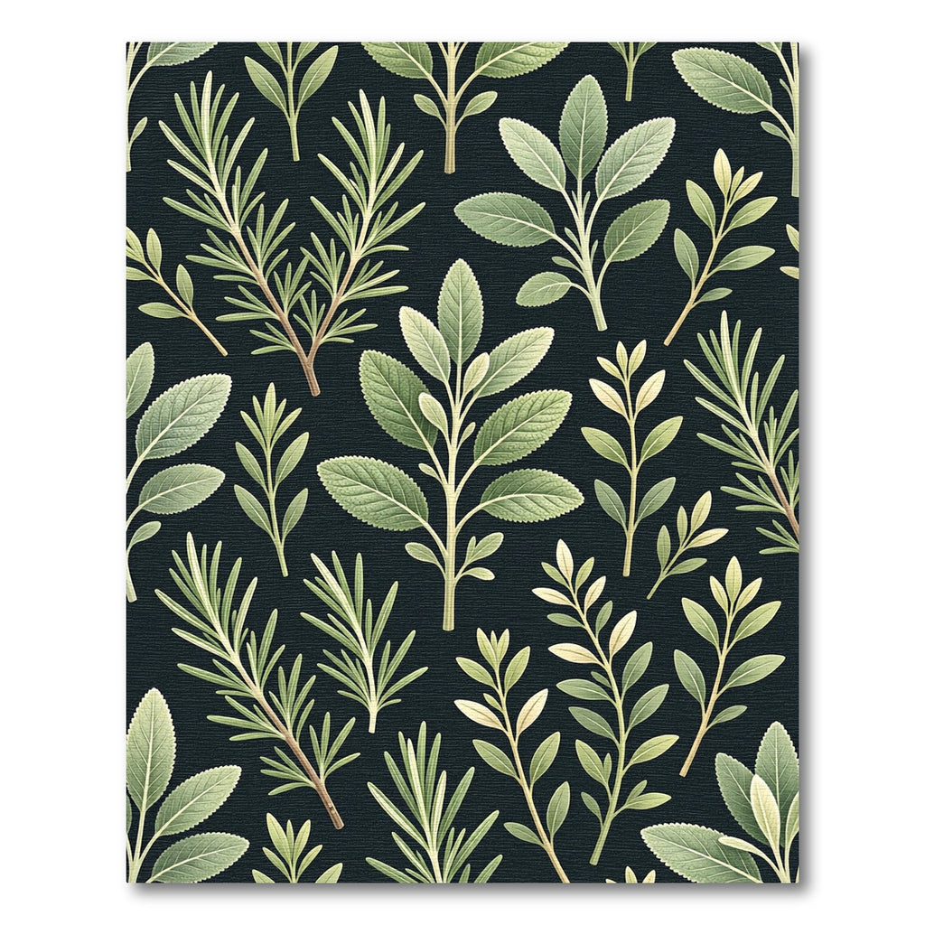 Lush Sage Herb Garden Illustration Rug