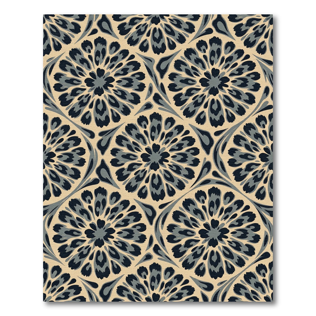 Elegant Charcoal Leopard Medallion Tapestry Rug