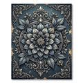 Antique Slate Silver Floral Medallion Rug