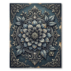 Antique Slate Silver Floral Medallion Rug