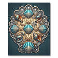 Coastal Teal Shell Medallion Area Rug