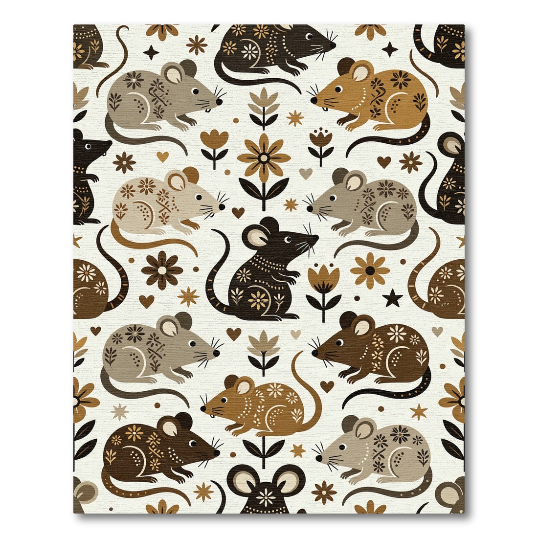 Whimsical Woodland Mouse Floral Earthy Rug