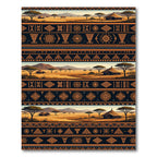 Earthy Orange African Landscape Geometric Tribal Rug