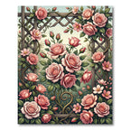 Romantic Pink Rose Trellis Floral Rug
