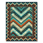 Teal and Orange Southwestern Chevron Rug