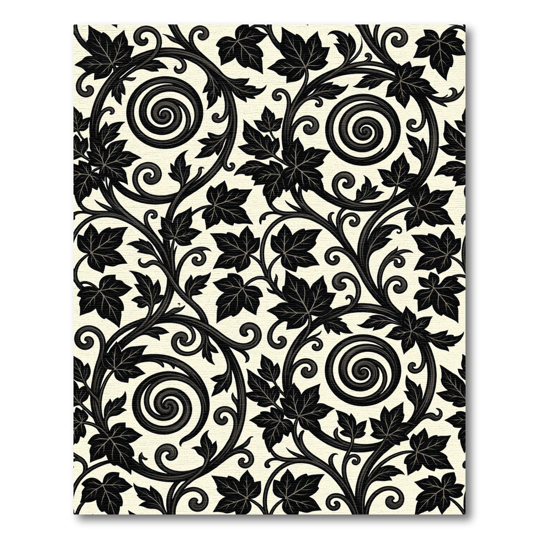 Dark Ivy Scrolls Arabesque Cream Rug
