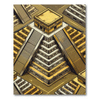 Golden Mayan Ziggurat Step Geometric Rug