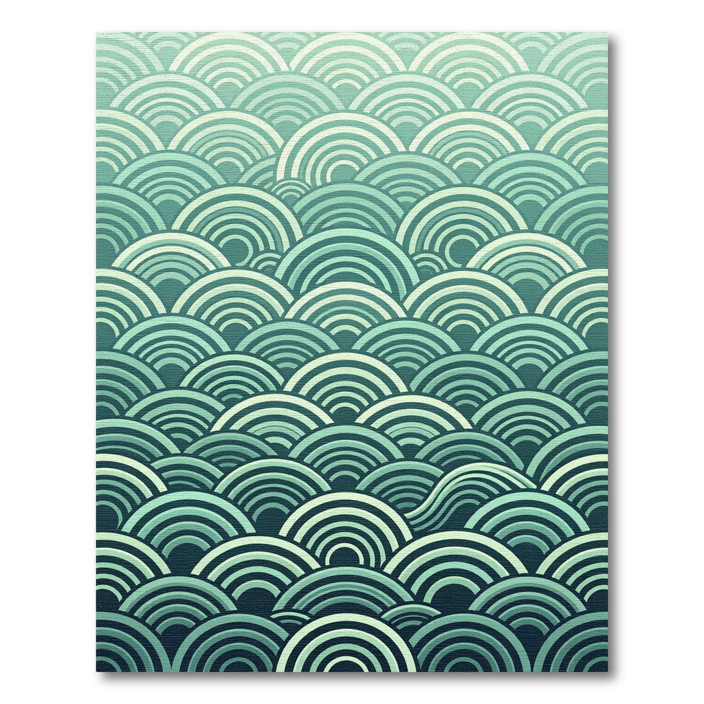 Teal Wave Concentric Arc Pattern Rug