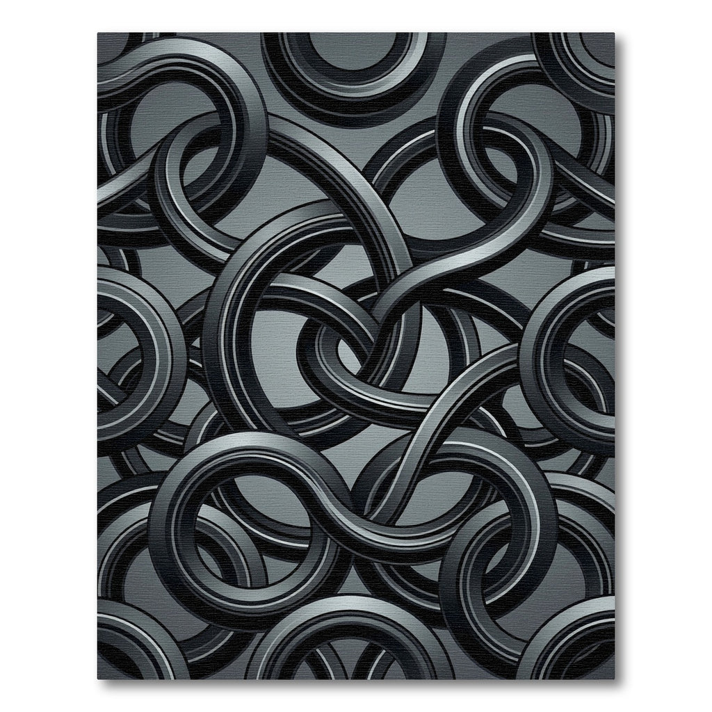 Dark Gray Intertwined Loops Rug