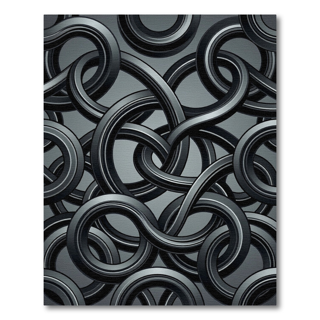 Dark Gray Intertwined Loops Rug