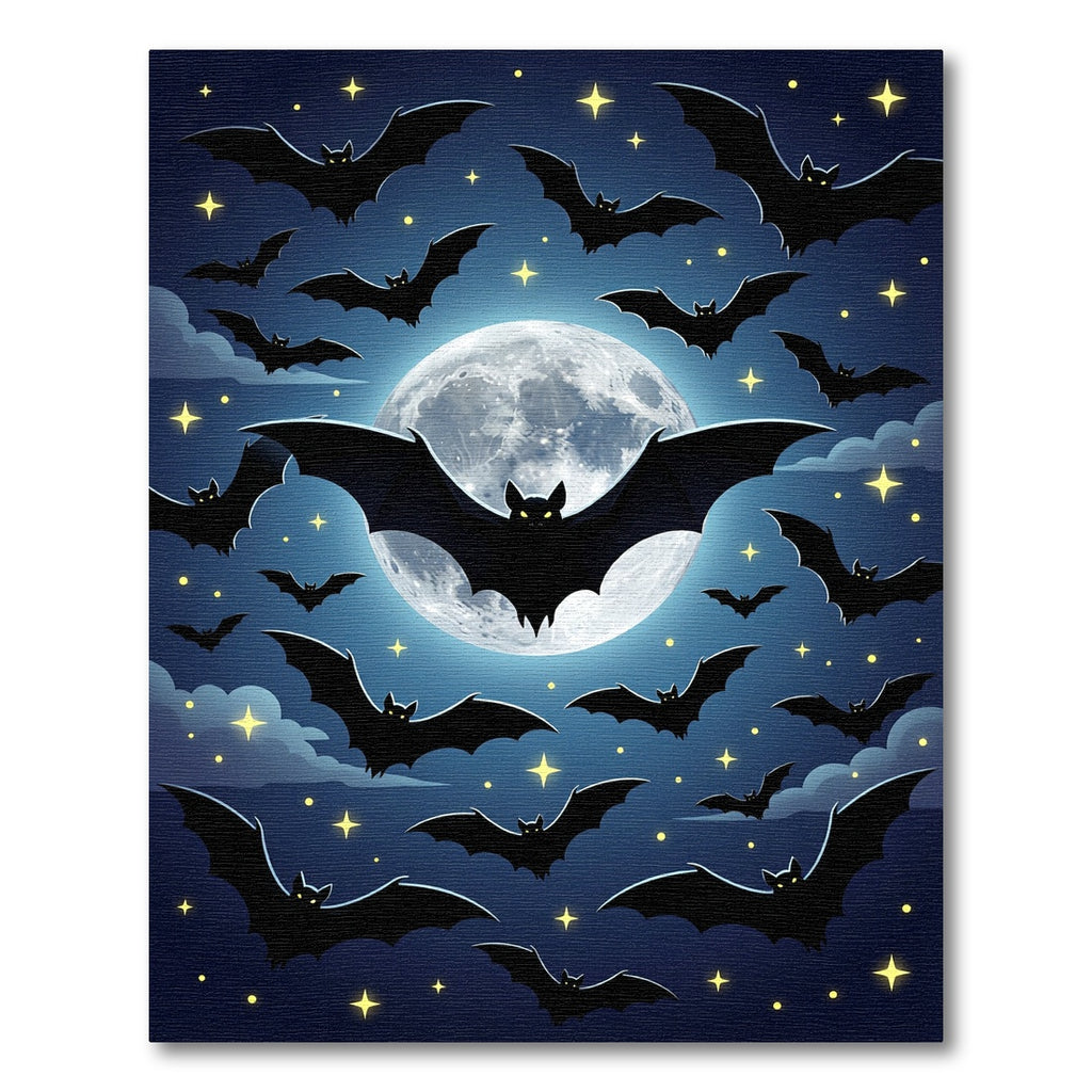 Midnight Bat Silhouette Full Moon Rug