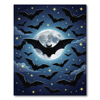 Midnight Bat Silhouette Full Moon Rug