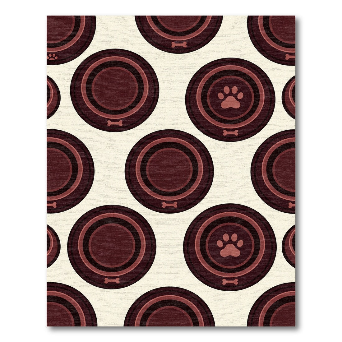 Minimalist Brown Paw Bone Circles Rug