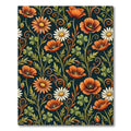 Orange Poppy and Daisy Botanical Meadow Rug