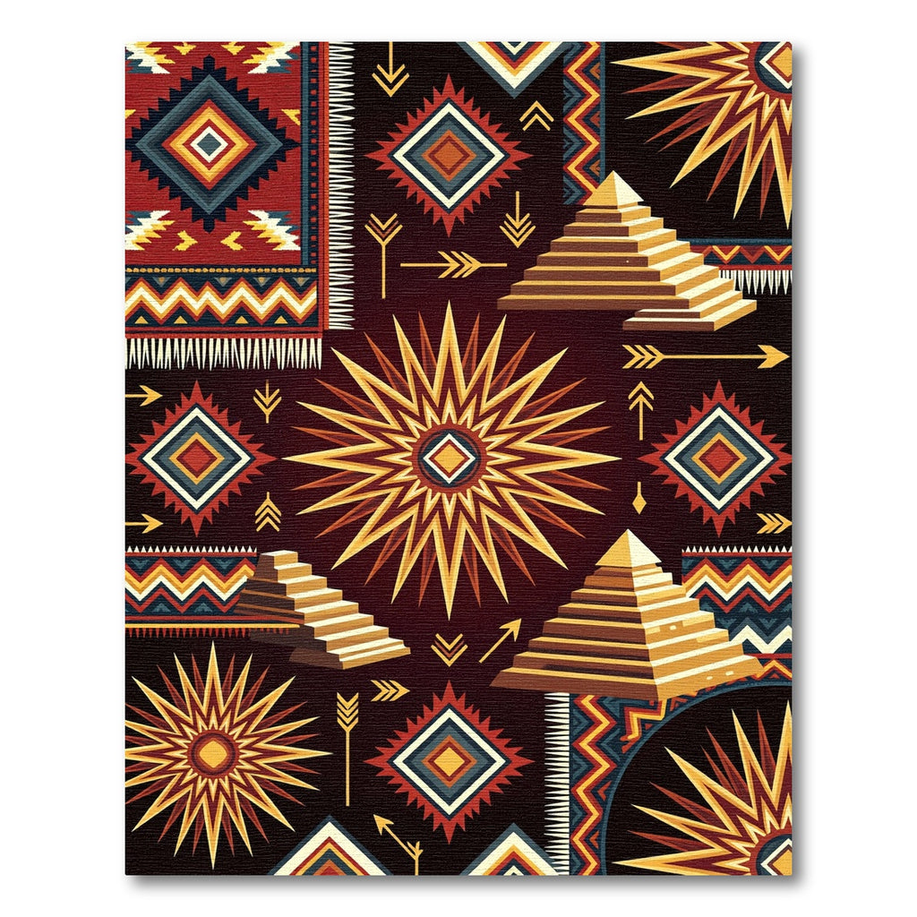 Red Golden Pyramid Native Sun Rug