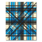 Bold Blue Geometric Tartan Cross Hatch Rug