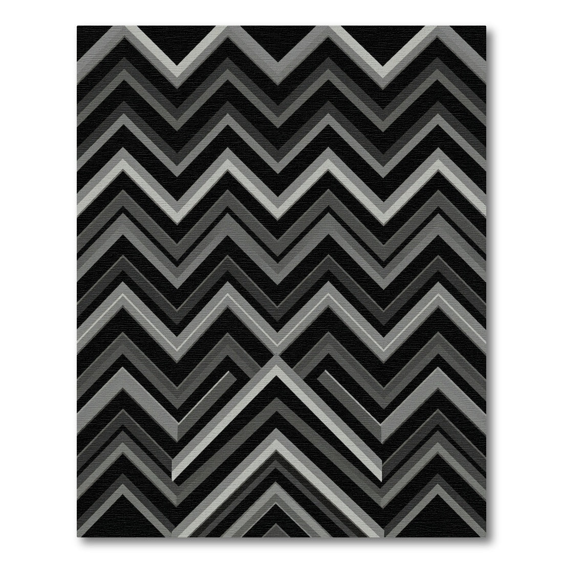 Monochromatic Geometric Zigzag Chevron Rug