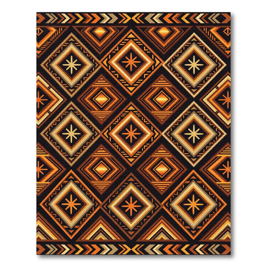 Bold Amber Geometric Diamond Tribal Rug