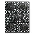 Ornate Black Classical Medallion Wreath Rug