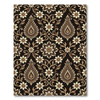 Elegant Black Gold Floral Paisley Rug